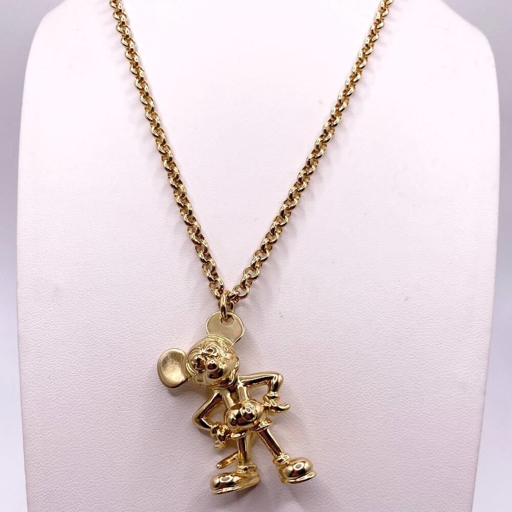 Vntg Mickey Sterling Silver Gold Plated Necklace 17” With Extension 4” Signed